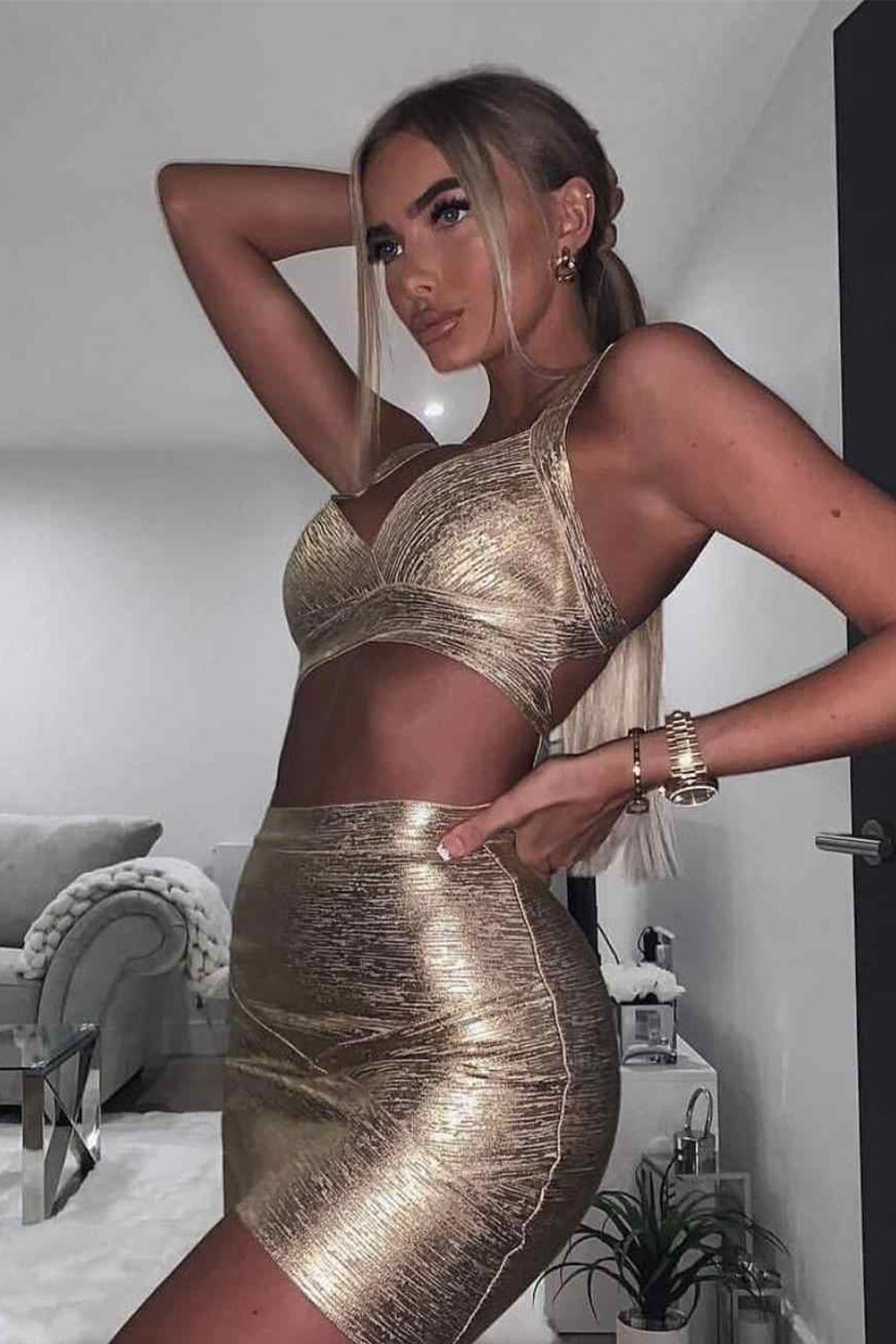 gold top, gold bandage top, gold crop top, metallic bandage top, gold metallic top, bandage top for women, top, bandage top, tank top, crop top, mini bandage top, sexy bandage top, skirt, bandage skirt, gold bandage skirt, high waist bandage skirt, mini bandage skirt, asymmetric bandage skirt, metallic bandage skirt, top skirt two pieces set, women’s set, outfit set
