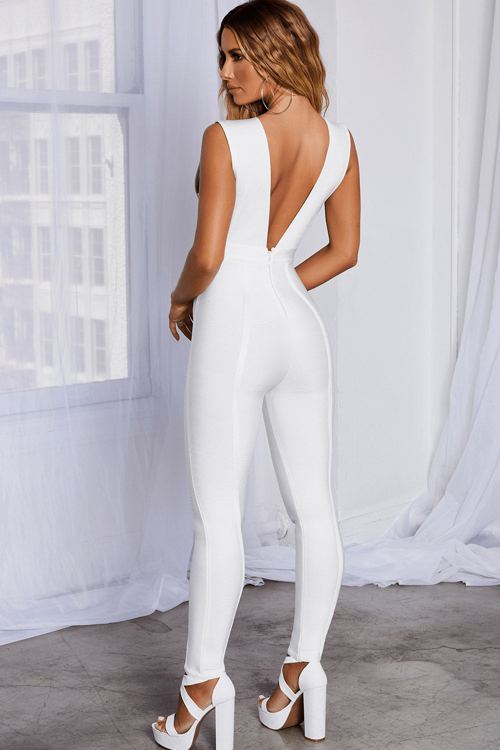 white jumpsuit, white bandage jumpsuit, jumpsuit, bandage jumpsuit, romper pants, sexy jumpsuit, jumpsuit outfit idea, jumpsuit outfit, jumpsuit look, jumpsuit for women